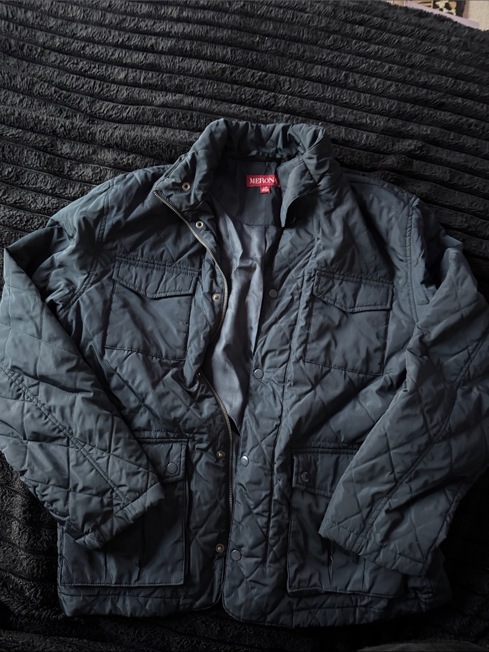 Merona Men's Quilted Dark Gray Field Jacket